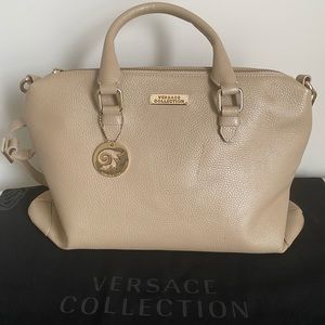Tan Versace Collection Medium Shoulder Bag